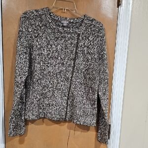 J. Jill Black and Cream Knit Sweater